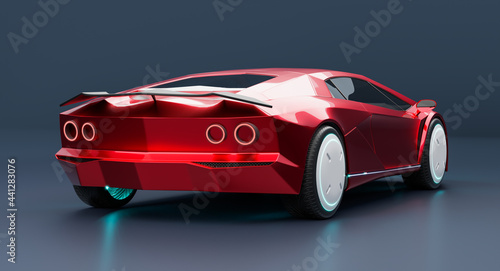 Non-existent brand-less generic concept red sport electric car