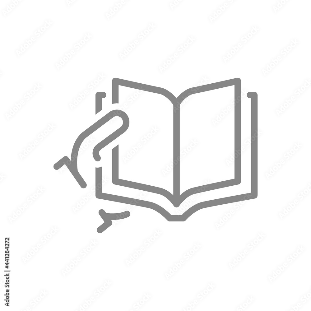 Hand holds a open book line icon. Encyclopedia reading, college education symbol Hand holds a open book line icon. Encyclopedia reading, college education symbol
