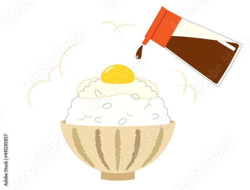 卵かけごはんのイラスト 　たれ付き