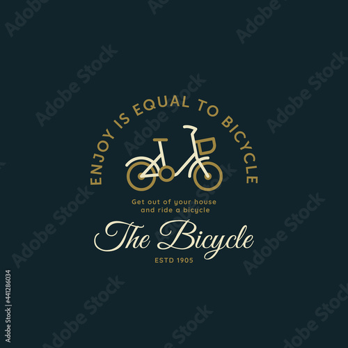 vintage bicycle minimalist line art badge icon logo template vector illustration design. simple retro bike, cycle, vehicles emblem logo concept