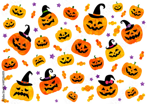 ハロウィン 水彩 かわいいパターン