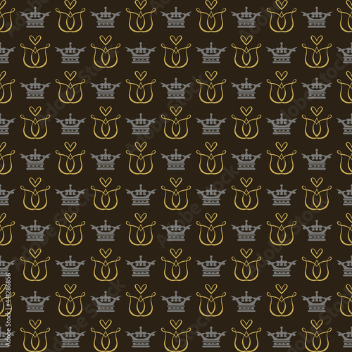 Royal background pattern with decorative ornaments on black background  wallpaper. Seamless pattern  texture