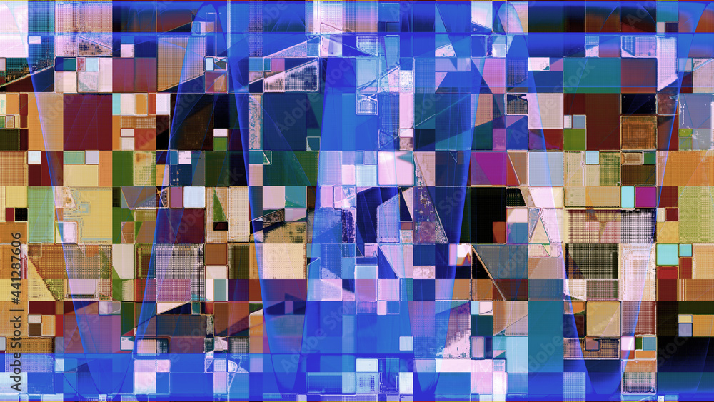 Rendu d’un travail numérique, composition abstraite rythmée par les couleurs et faisant partie d’une série. Rendu d’un travail numérique, composition abstraite rythmée par les couleurs et faisant partie d’une série.