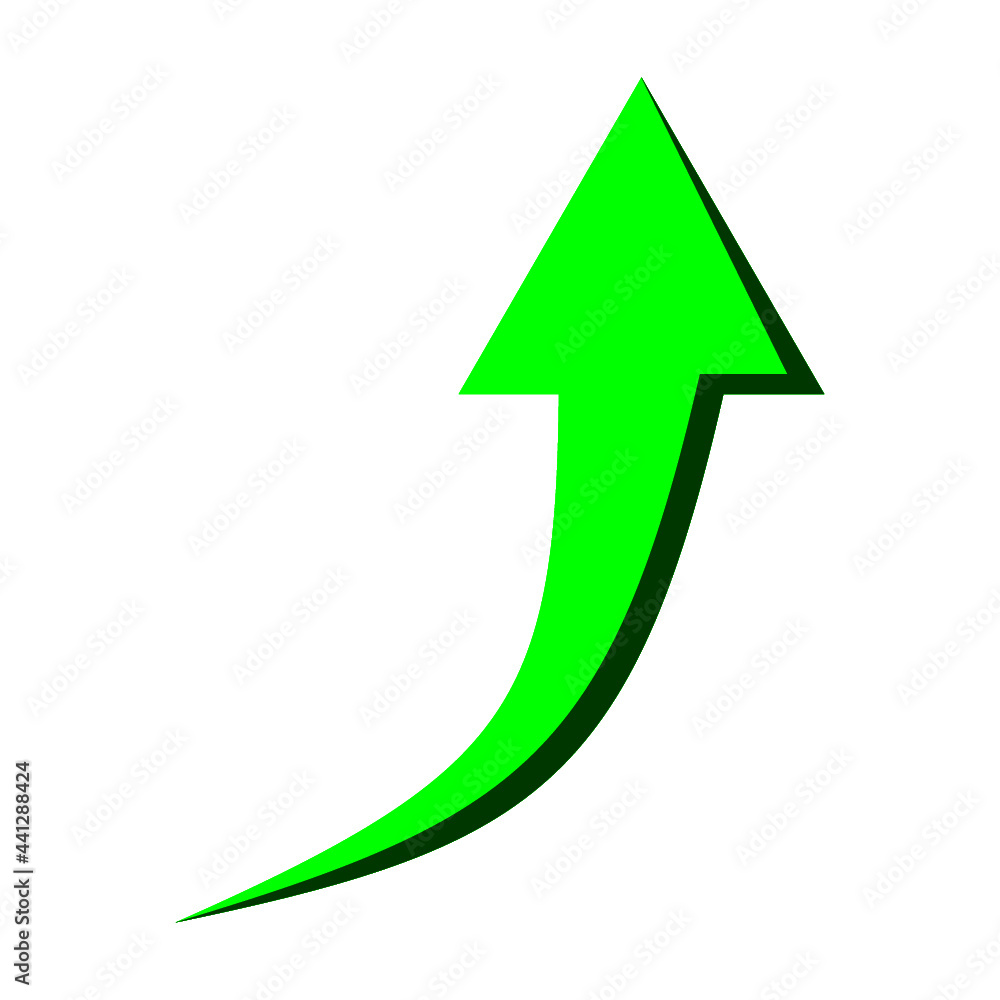 The green up arrow indicates higher, better, and more growth. Sometimes represents Bull market or Uptrend. The green up arrow indicates higher, better, and more growth. Sometimes represents Bull market or Uptrend.