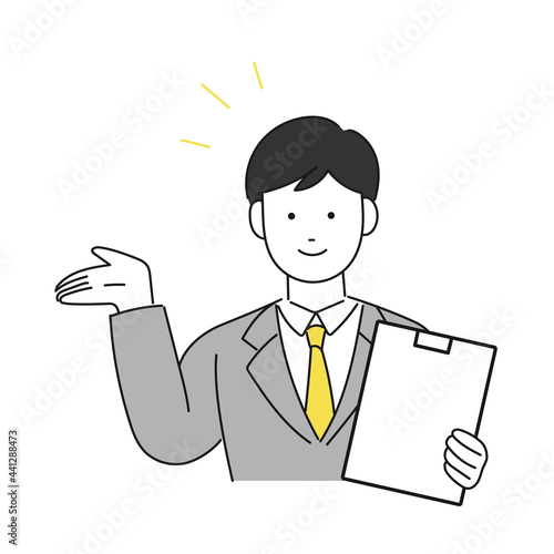 説明をするビジネスパーソンのイラスト