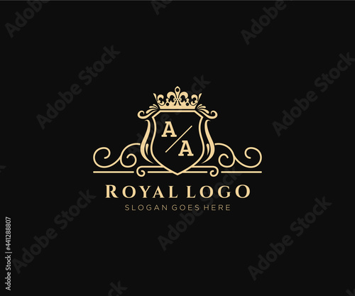 Initial AA Letter Luxurious Brand Logo Template, for Restaurant, Royalty, Boutique, Cafe, Hotel, Heraldic, Jewelry, Fashion and other vector illustration.
