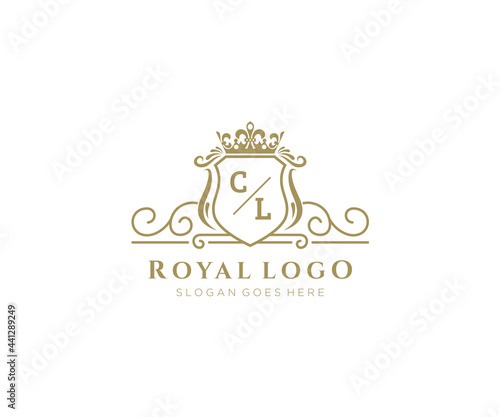 Initial CL Letter Luxurious Brand Logo Template, for Restaurant, Royalty, Boutique, Cafe, Hotel, Heraldic, Jewelry, Fashion and other vector illustration.