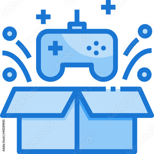 game controller blue line icon