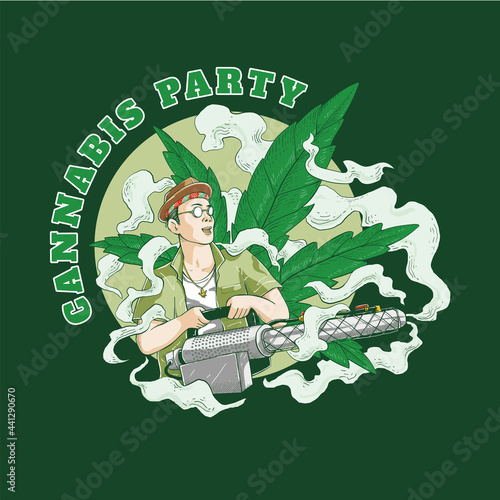 Marijuana party use fogging gun tools vector design