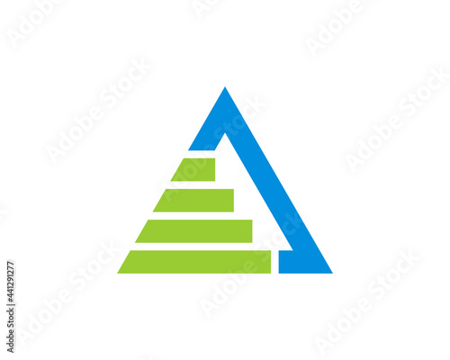 Chart growth up in the triangle shape logo