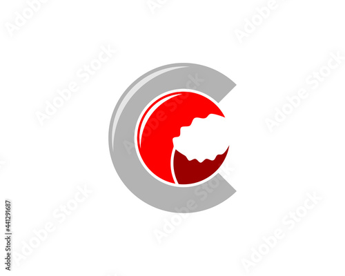 C Letter with crab hand in the middle