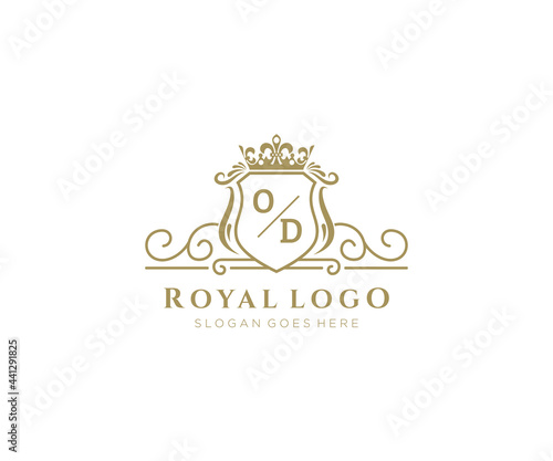 Initial OD Letter Luxurious Brand Logo Template, for Restaurant, Royalty, Boutique, Cafe, Hotel, Heraldic, Jewelry, Fashion and other vector illustration.