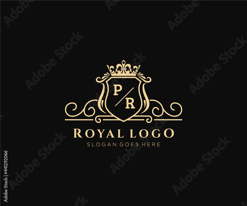 Initial PR Letter Luxurious Brand Logo Template, for Restaurant, Royalty, Boutique, Cafe, Hotel, Heraldic, Jewelry, Fashion and other vector illustration.