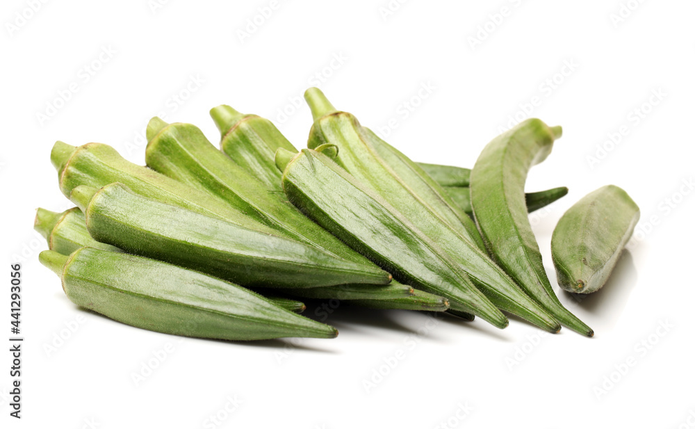 Fresh young okra isolated on white background Fresh young okra isolated on white background