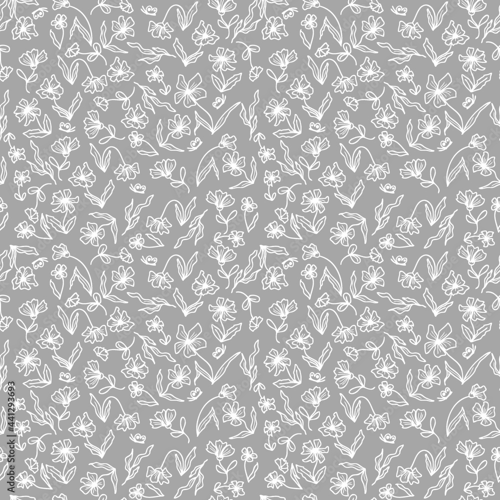 Summer seamless pattern of a flower meadow with butterflies. Perfect for scrapbooking, greeting card, textile and prints. Hand drawn illustration. Summer seamless pattern of a flower meadow with butterflies. Perfect for scrapbooking, greeting card, textile and prints. Hand drawn illustration.