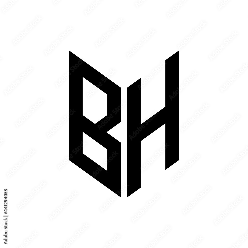 initial letters monogram logo black BH
