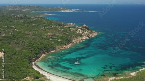Wallpaper Mural View from above, stunning aerial view of a white sand beach bathed by a turquoise, clear water. Valle Dell’ Erica, Sardinia, Italy. Torontodigital.ca