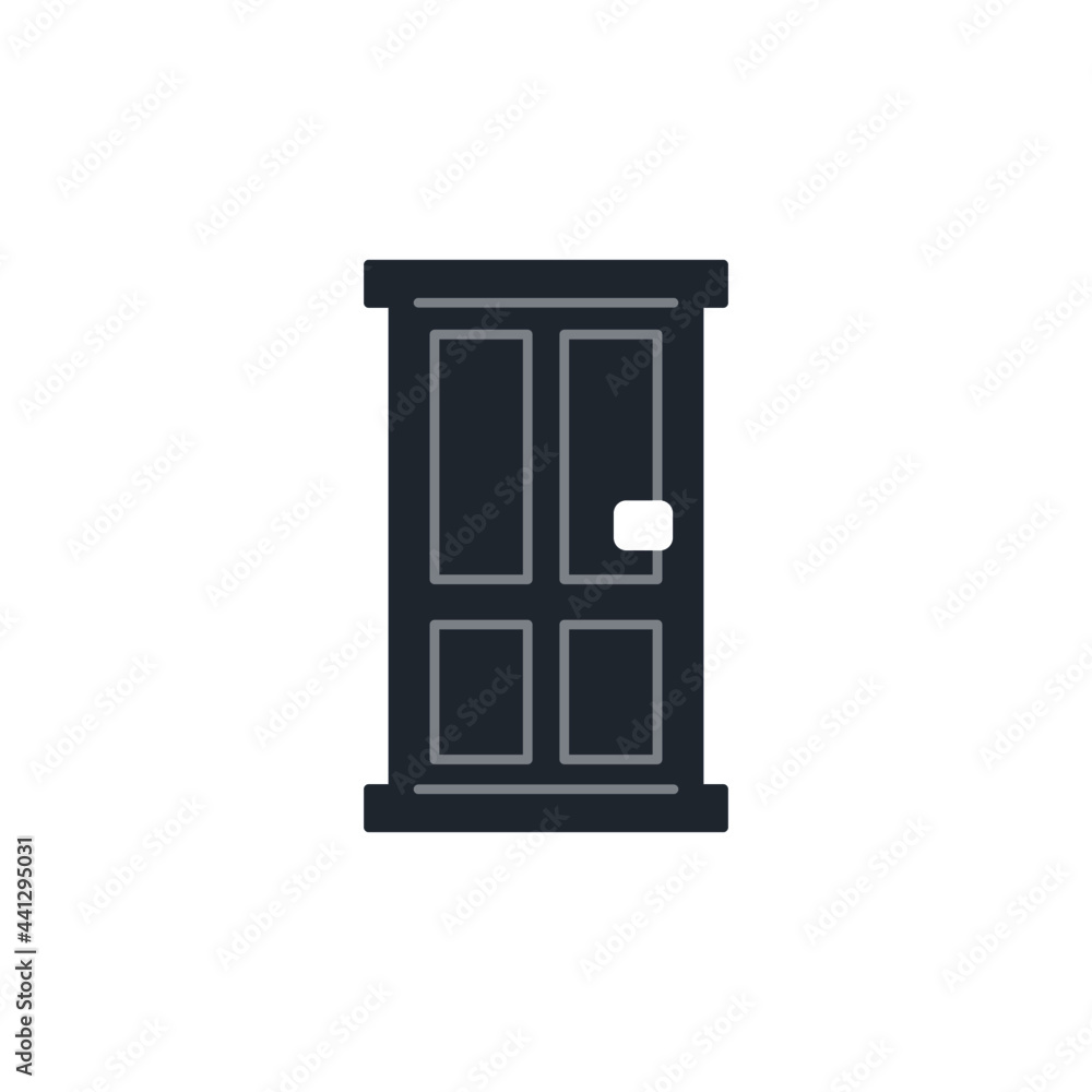 door, wooden entrance icon in color icon, isolated on white background 