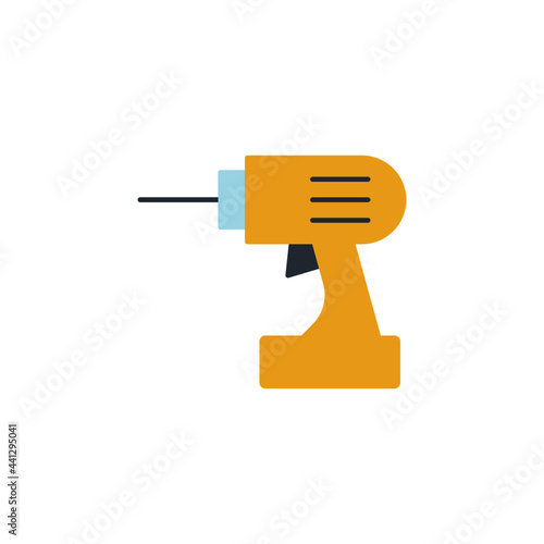 Construction drill icon, engineering equipment icon in color icon, isolated on white background 