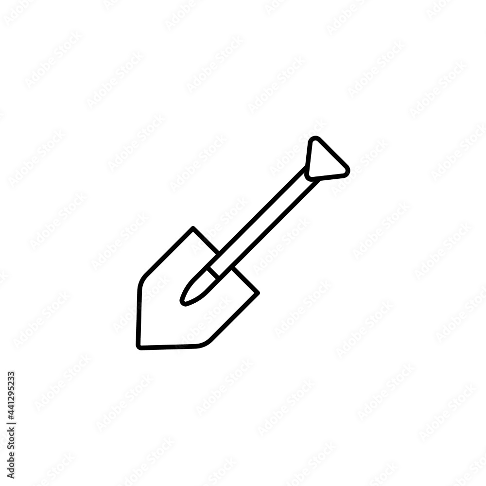 digging farm, gardening shovel icon in flat black line style, isolated on white background digging farm, gardening shovel icon in flat black line style, isolated on white background
