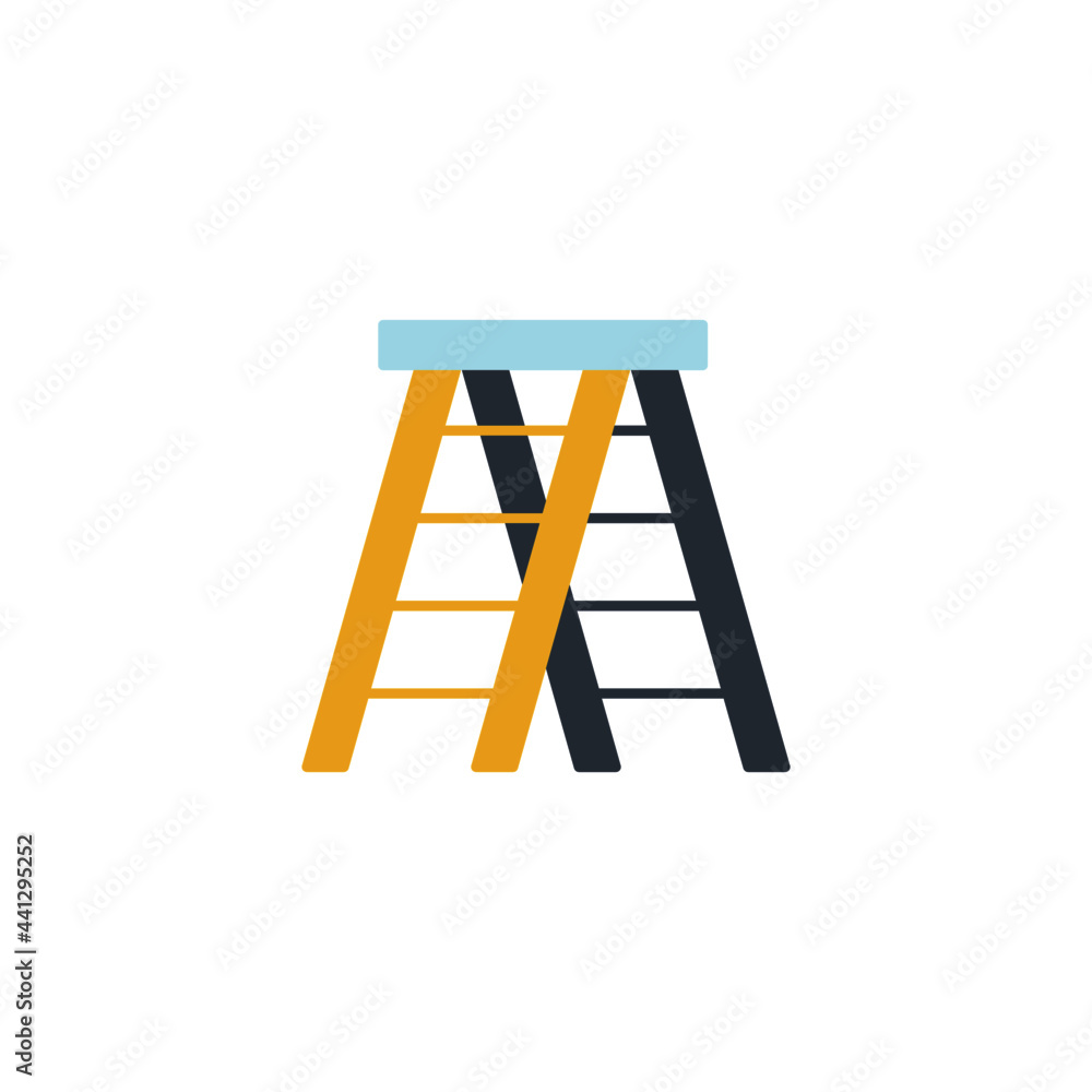Construction ladder, stepladder icon in color icon, isolated on white background Construction ladder, stepladder icon in color icon, isolated on white background