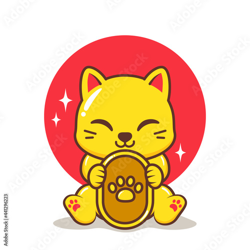 cute cat with gold coin