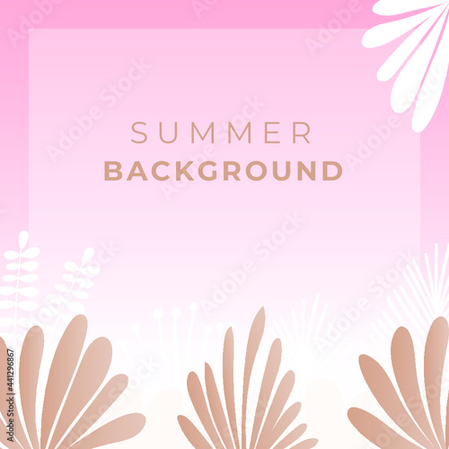 Colourful summer banner template with floral and leaves decoration. Vector illustration for party, celebration, flier, event, summer time and much more