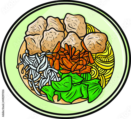 Yummy "Mie Bakso Urat", a traditional food from Indonesia