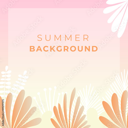 Collection of abstract summer background designs, summer sale, social media promotional content. Vector illustration of summer with leaves, floral, palm trees, and flower.