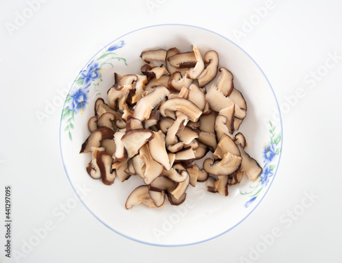 Chopped shiitake mushrooms on the plate