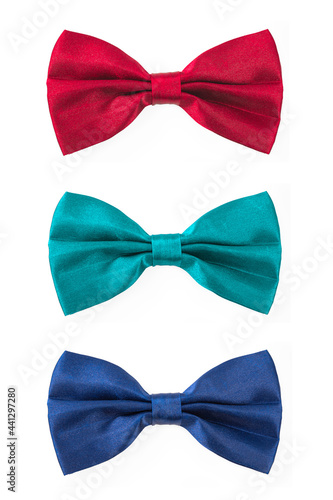 Set of bow tie isolated on white background