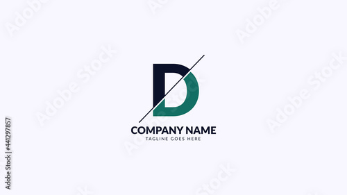 letter D sliced professional corporate and finance logo vector design