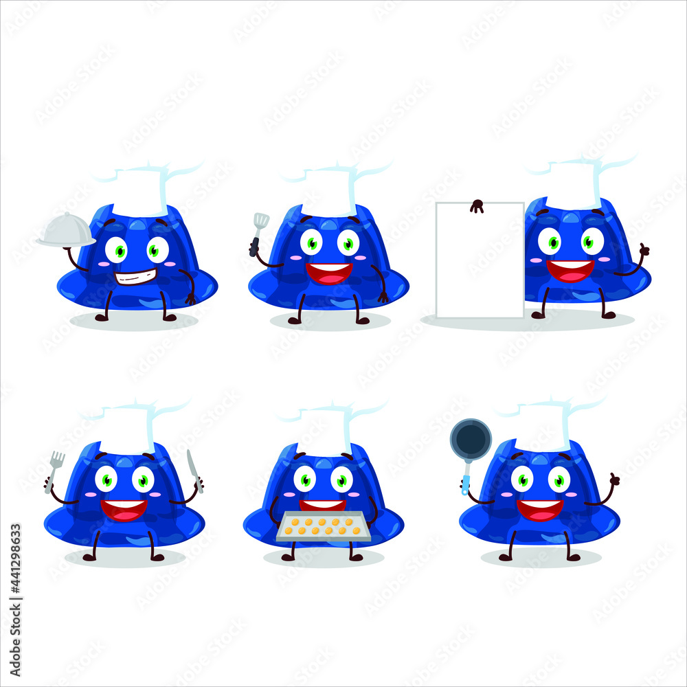 Cartoon character of blueberry pudding with various chef emoticons. Vector illustration Cartoon character of blueberry pudding with various chef emoticons. Vector illustration