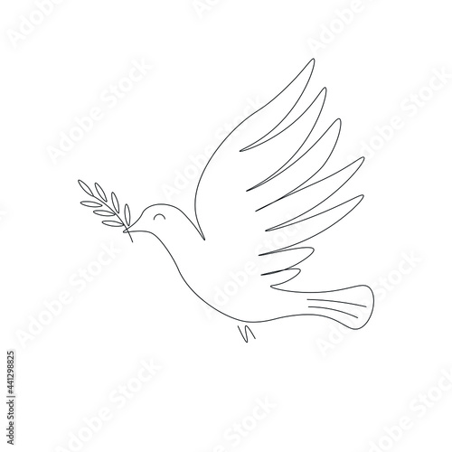 Dove bird silhouette fly on white background, vector illustration