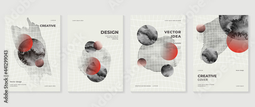 Creative cover design vector set. Watercolor book cover design, Abstract art design with colorful watercolor background. Can be use for poster, wall arts, magazine,  brochure , banner and website.