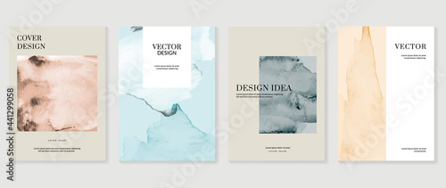 Creative cover design vector set. Watercolor book cover design, Abstract art design with colorful watercolor background. Can be use for poster, wall arts, magazine,  brochure , banner and website.