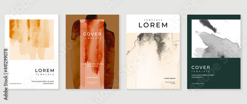 Creative cover design vector set. Watercolor book cover design, Abstract art design with colorful watercolor background. Can be use for poster, wall arts, magazine,  brochure , banner and website. photo