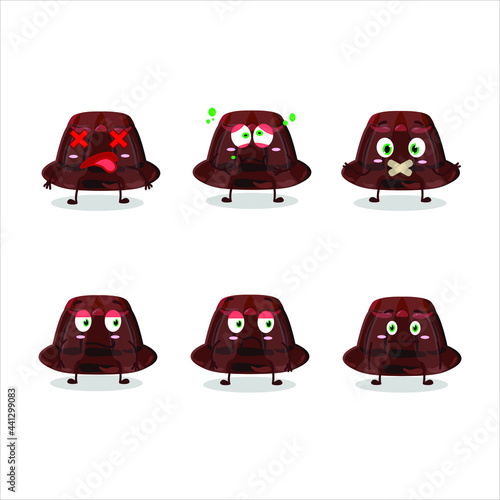 Chocolate pudding cartoon character with nope expression. Vector illustration