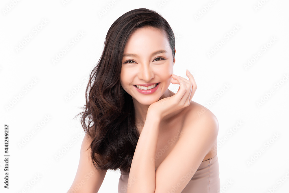 Beautiful young asian woman with clean fresh skin on white background, Face care, Facial treatment, Cosmetology, beauty and spa, Asian women portrait. Beautiful young asian woman with clean fresh skin on white background, Face care, Facial treatment, Cosmetology, beauty and spa, Asian women portrait.
