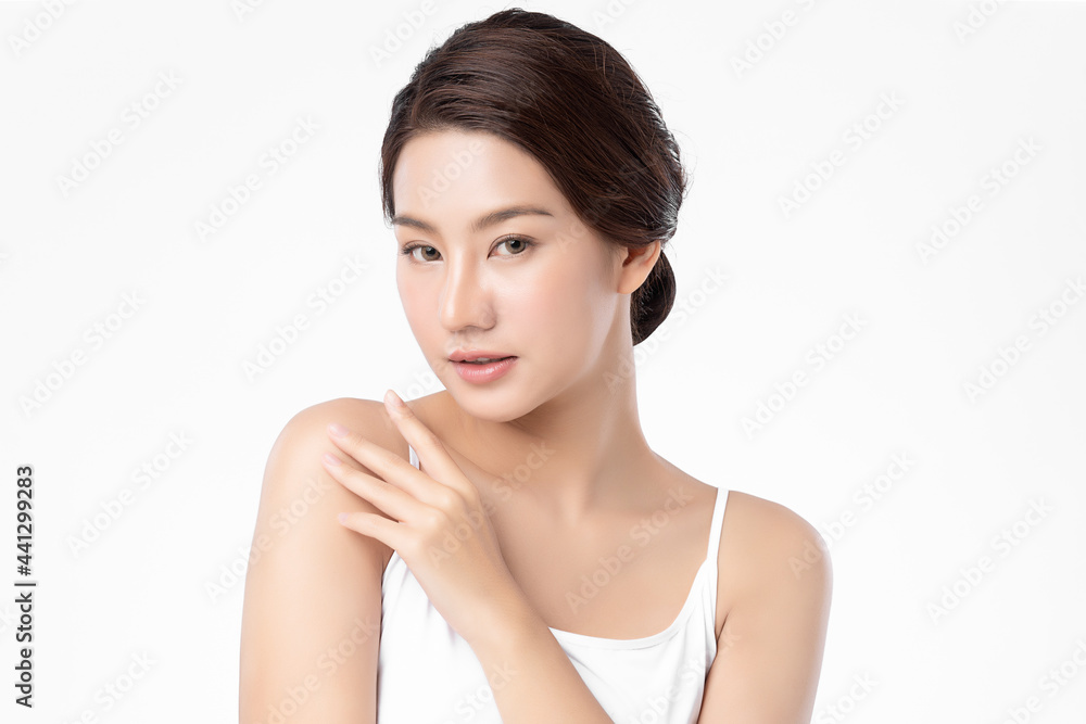 Beautiful young asian woman with clean fresh skin on white background, Face care, Facial treatment, Cosmetology, beauty and spa, Asian women portrait. Beautiful young asian woman with clean fresh skin on white background, Face care, Facial treatment, Cosmetology, beauty and spa, Asian women portrait.