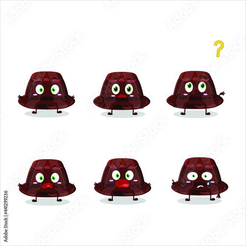 Cartoon character of chocolate pudding with what expression. Vector illustration
