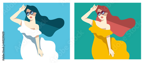 日差しを受ける女性のイラスト素材