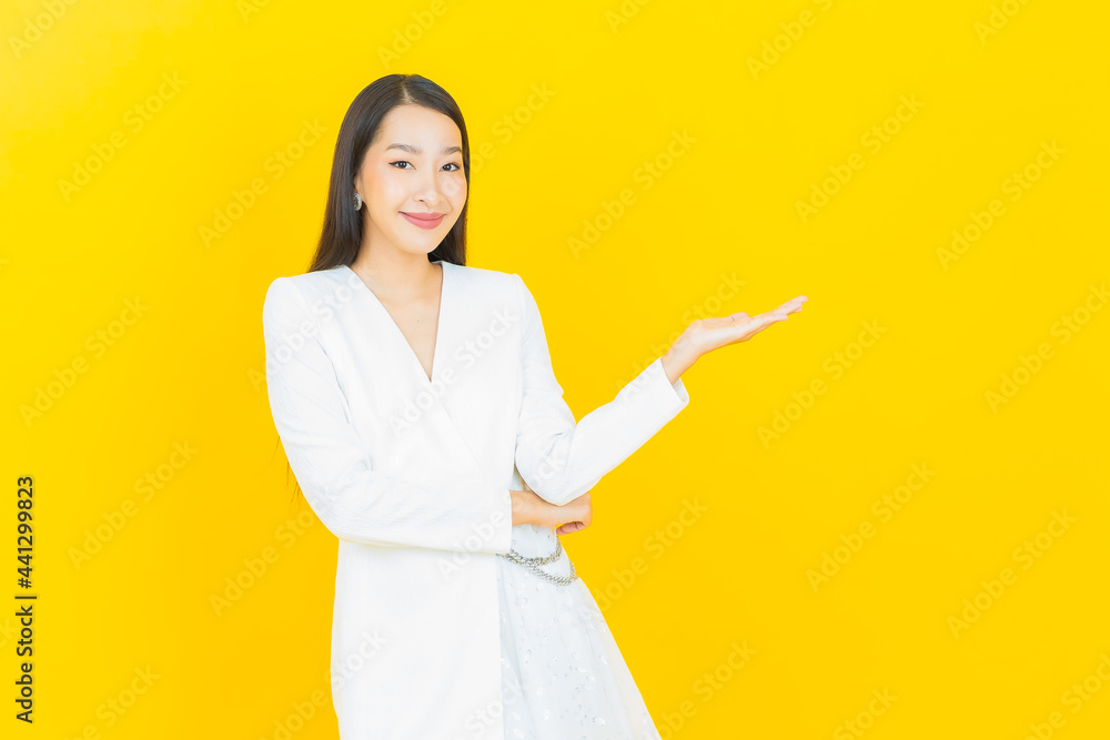 Portrait beautiful young asian woman smile with action Portrait beautiful young asian woman smile with action