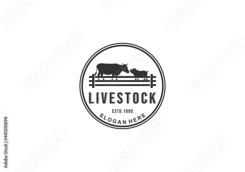 vintage livestock logo inspiration, design.vector illustration concept in white background