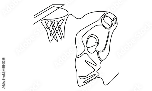 Continue line of basketball player vector illustration