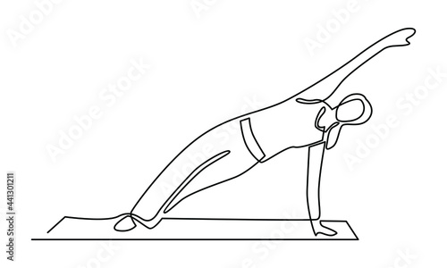 Continue line of woman performing physical exercises vector illustration