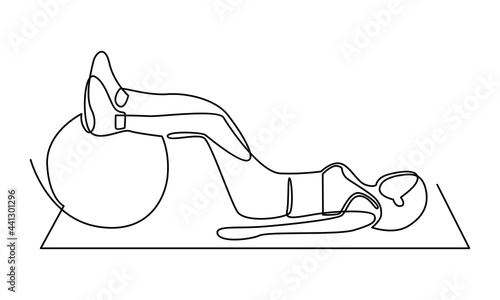 Continue line of woman performing physical exercises vector illustration