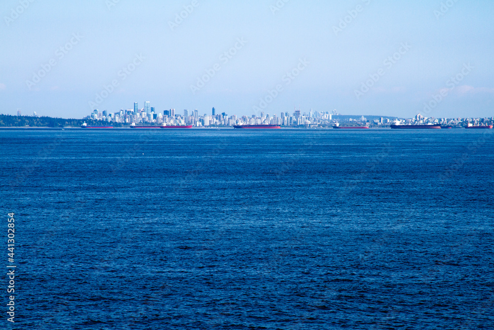 Downtown Vancouver and English Bay Panorama from the Ocean