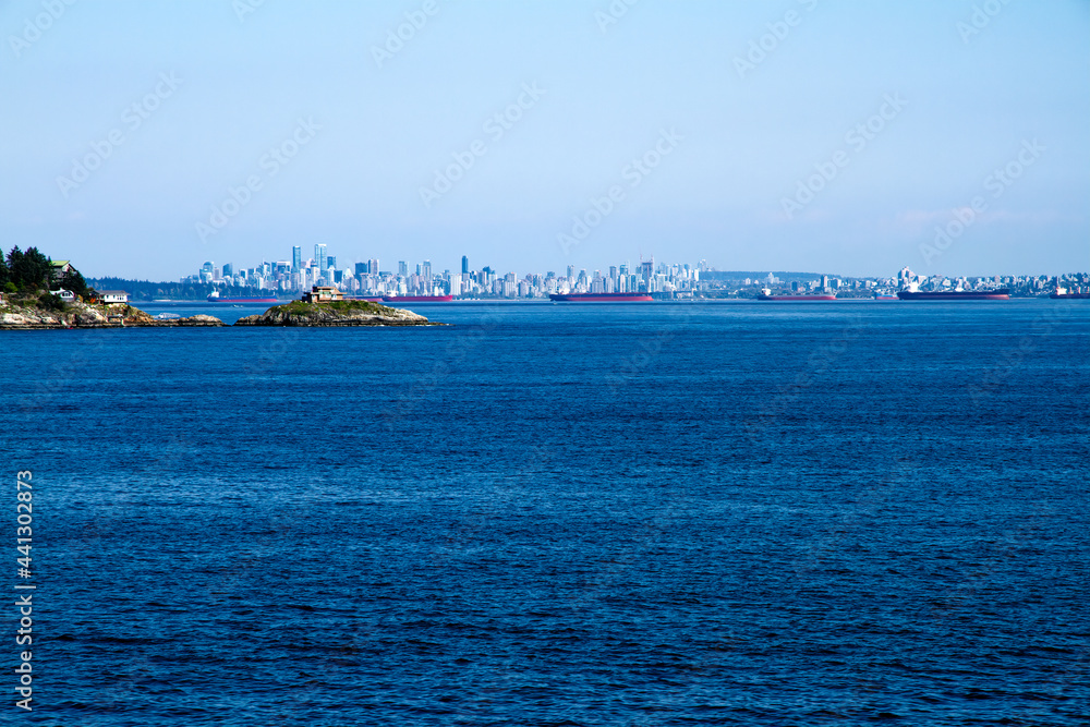 Downtown Vancouver and English Bay Panorama from the Ocean