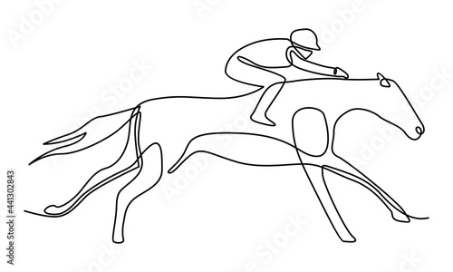 Continue line of horse race vector illustration